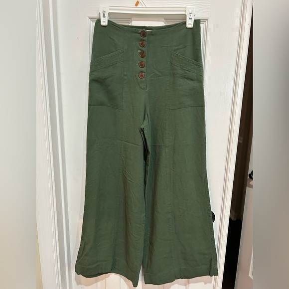Garage Olive Green Button-Up Pants (look & feel like Linen) Size PP - Picture 1 of 3
